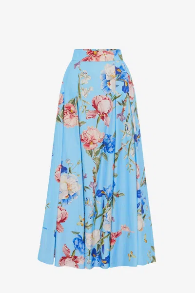 Leo Lin Rhiannan Skirt - Garden Print In Baby Blue