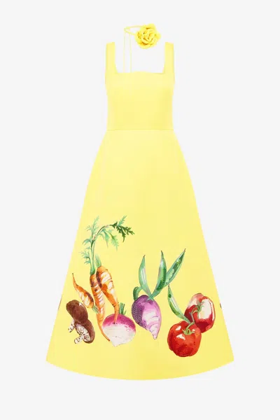 Leo Lin Rianne Appliqué Maxi Dress - Harvest Print In Yellow