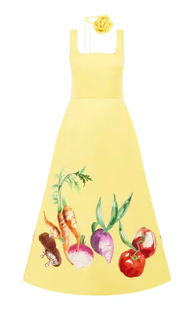 Leo Lin Rianne Appliquéd Maxi Dress In Yellow