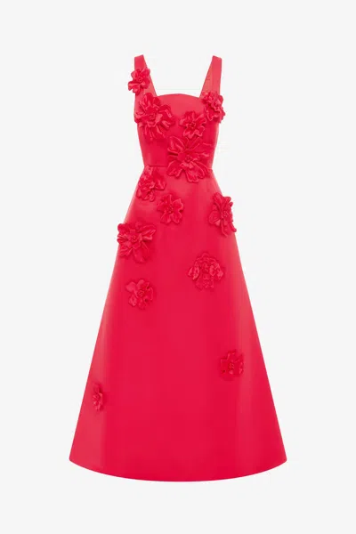 Leo Lin Rianne Floral Appliqué Maxi Dress - Rosa In Red