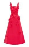 Leo Lin Rianne Flower-appliquéd Maxi Dress In Red