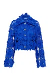 Leo Lin Robyn Lace Button-down Shirt In Blue