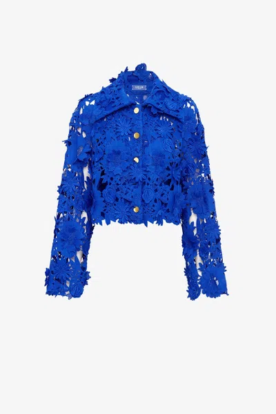 Leo Lin Robyn Lace Shirt - Lapis In Blue