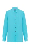 Leo Lin Rosaline Button-up Cotton Shirt In Blue