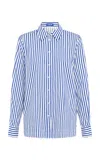 Leo Lin Rosaline Striped Cotton Shirt In Blue