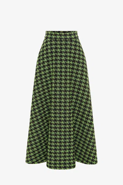 Leo Lin Rosalyn Tweed Maxi Skirt - Houndstooth