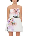 Leo Lin Rosario Applique Floral Bustier Mini Dress In White