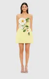 Leo Lin Rosario Applique Floral Bustier Mini Dress In Yellow