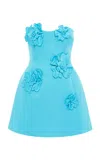 Leo Lin Rosario Appliquéd Mini Dress In Blue