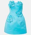 Leo Lin Rosario Floral-appliqué Bustier Dress In Blue