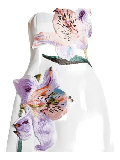 LEO LIN ROSARIO FLORAL-APPLIQUÉ STRAPLESS DRESS