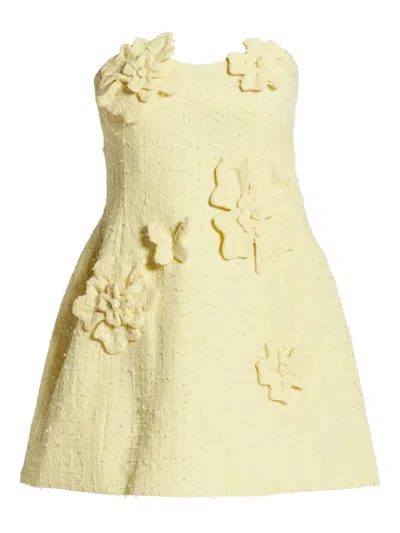LEO LIN ROSARIO FLORAL-EMBELLISHED TWEED DRESS