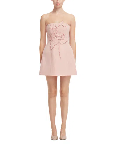 Leo Lin Roselle Applique Tweed Bustier Mini Dress In Pink