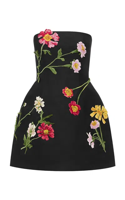 Leo Lin Roselle Embellished Bustier Mini Dress - Meadow Mist In Ebony In Black