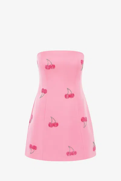 Leo Lin Roselle Embellished Bustier Mini Dress - Pink Cherry Beading