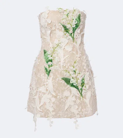 Leo Lin Roselle Embellished Lace Bustier Dress In White