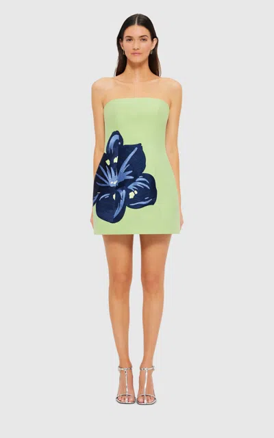 Leo Lin Roselle Embroidered Bustier Mini Dress In Green