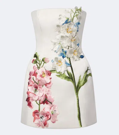 Leo Lin Roselle Floral-applique Bustier Dress In Weiss
