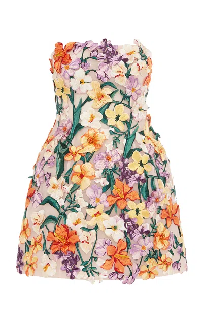 Leo Lin Roselle Hand-embroidered Mini Dress In Multi