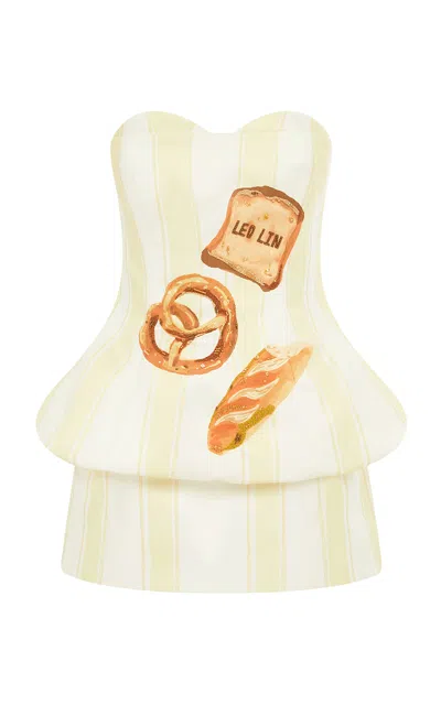 Leo Lin Roxie Embellished Twill Mini Dress In Yellow