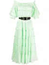 Leo Lin Rue Off-shoulder Tiered Dress In Grün