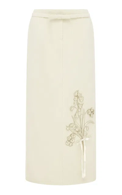 Leo Lin Saskia Applique Tweed Maxi Skirt - Snow In White