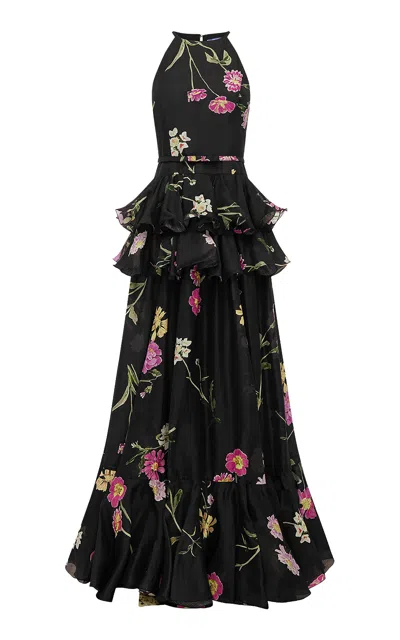 Leo Lin Senna Halterneck Maxi Dress - Meadow Mist In Ebony In Black