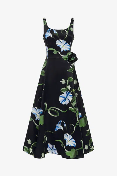 Leo Lin Serafina Appliqué Maxi Dress - Vine Print In Ebony