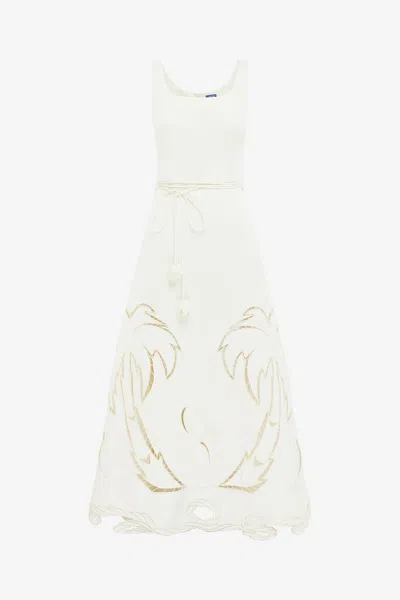 Leo Lin Serafina Palm Maxi Dress - Vanilla