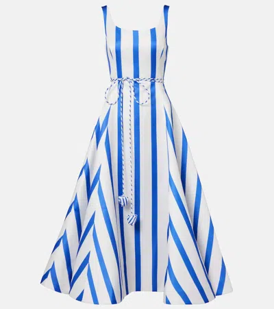 Leo Lin Serafina Striped Satin Maxi Dress In Blue