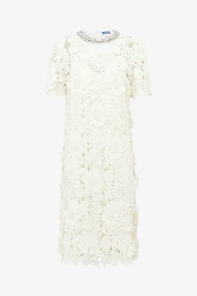 Leo Lin Sheridan Embellished Lace Midi Dress - Snow