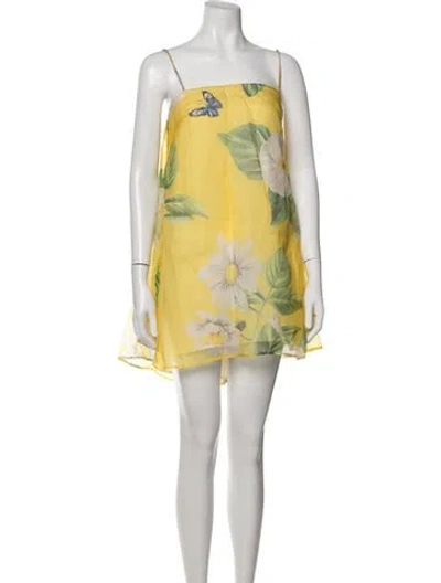Pre-owned Leo Lin Silk Mini Dress W/ Tags In Yellow