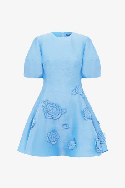 Leo Lin Simona Appliqué Mini Dress - Pastel Blue