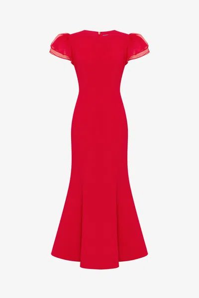Leo Lin Sofia Puff Sleeve Maxi Dress - Vermilion In Pink