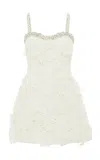 Leo Lin Sophia Embellished Lace Mini Dress In White