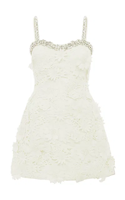 Leo Lin Sophia Embellished Lace Mini Dress In White