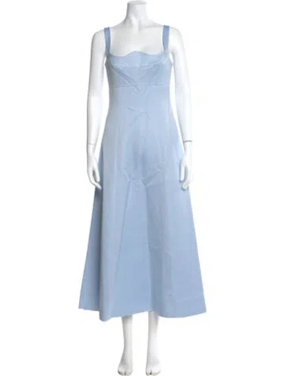 Pre-owned Leo Lin Square Neckline Long Dress In Blue