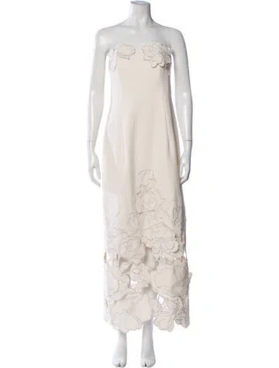 Pre-owned Leo Lin Strapless Long Dress In Neutral