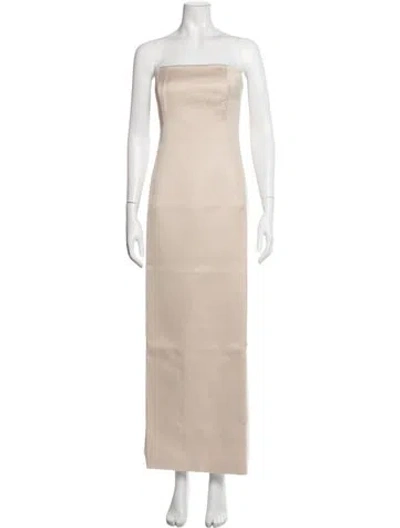 Pre-owned Leo Lin Strapless Long Dress In Neutrals