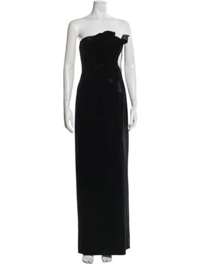 Pre-owned Leo Lin Strapless Long Dress W/ Tags In Black