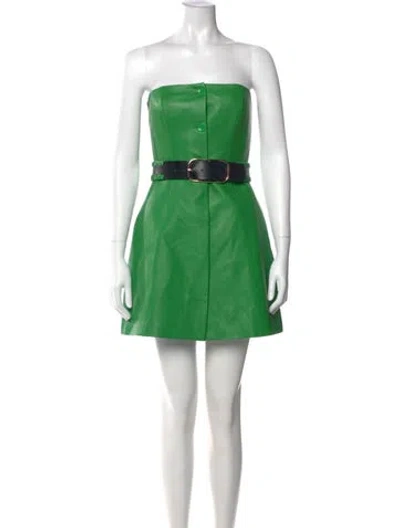 Pre-owned Leo Lin Strapless Mini Dress In Green