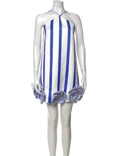 Pre-owned Leo Lin Striped Mini Dress In Multicolor