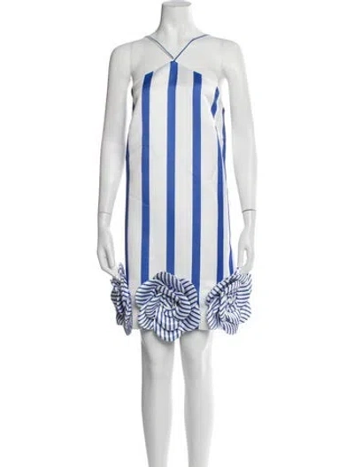 Pre-owned Leo Lin Striped Mini Dress W/ Tags In Blue