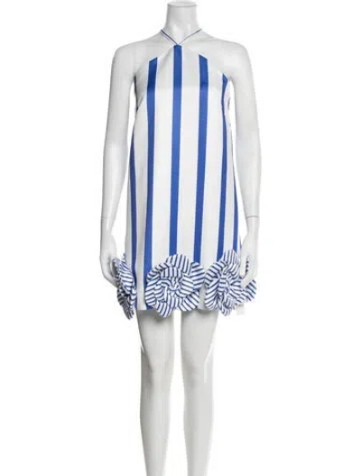Pre-owned Leo Lin Striped Mini Dress W/ Tags In Blue