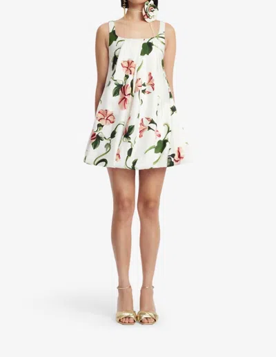 Leo Lin Suki Puff Mini Dress In Vine Print In Snow In Multi