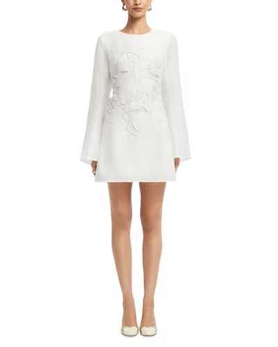 Leo Lin Suzanne Applique Bell Sleeve Mini Dress In White
