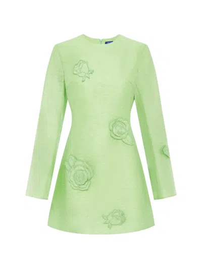 Leo Lin Suzanne Applique Long Sleeve Mini Dress Juniper Green