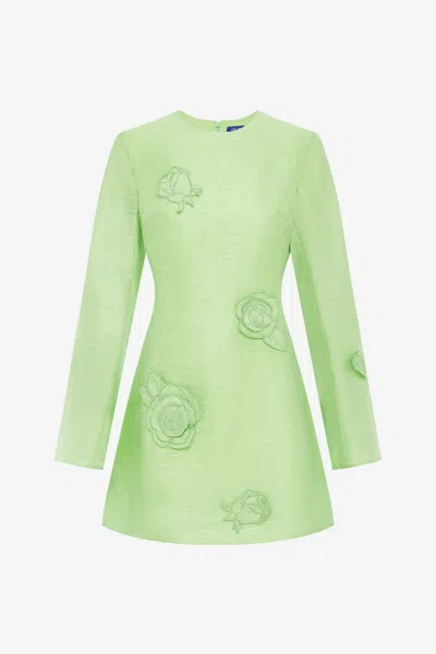 Leo Lin Suzanne Appliqué Long Sleeve Mini Dress - Juniper Green
