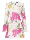 Leo Lin Suzanne Bell-sleeve Floral Mini Dress In Pink