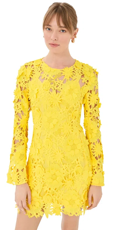 Leo Lin Suzanne Lace Bell Sleeves Mini Dress Sunshine In Yellow